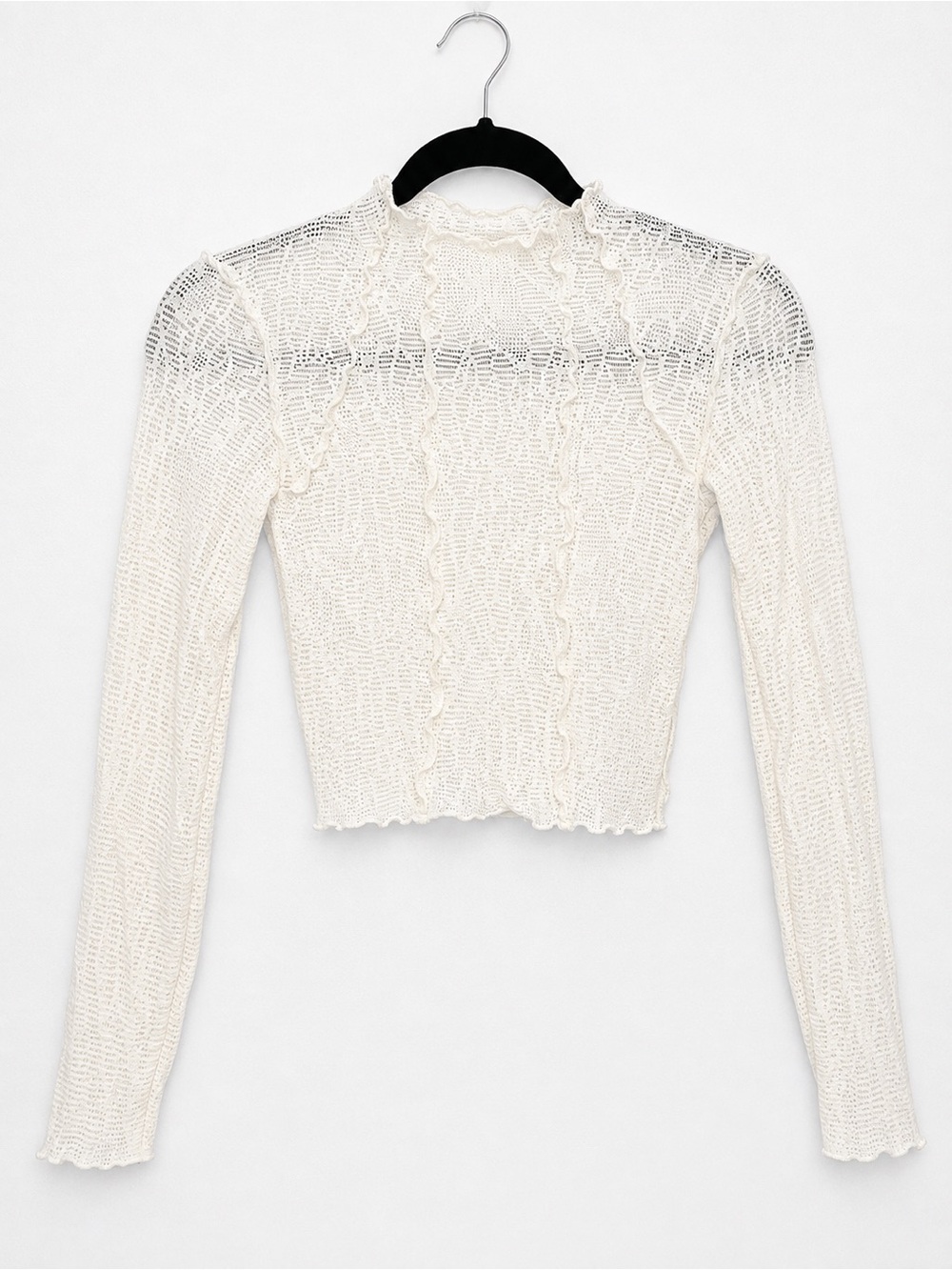 Kohl's Cream Lace-Style Long Sleeve Knit Top